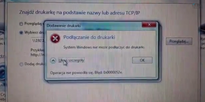 0x0000052e Windows Błąd Udostępniania Drukarki Sieciowej